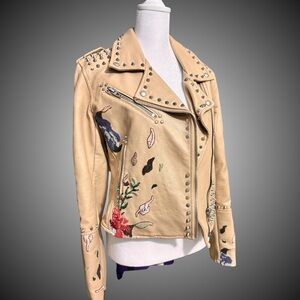 Studded Tan Embroidered Women's Jacket